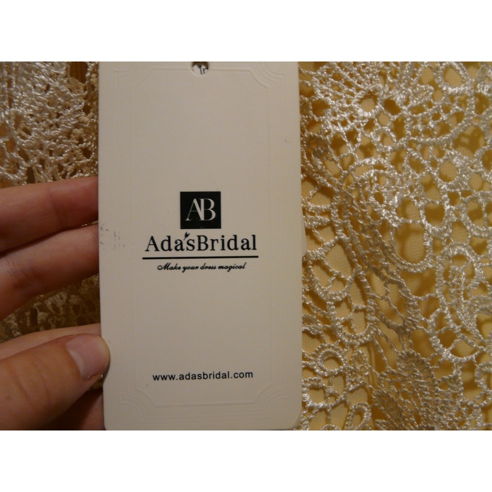 Ada's‎ Bridal Dress Yellow Crochet Lace Short Lined Size 38" Bust 28" Length NWT - Picture 5 of 9